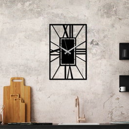 Wallity Reloj de pared metálico Striped en negro